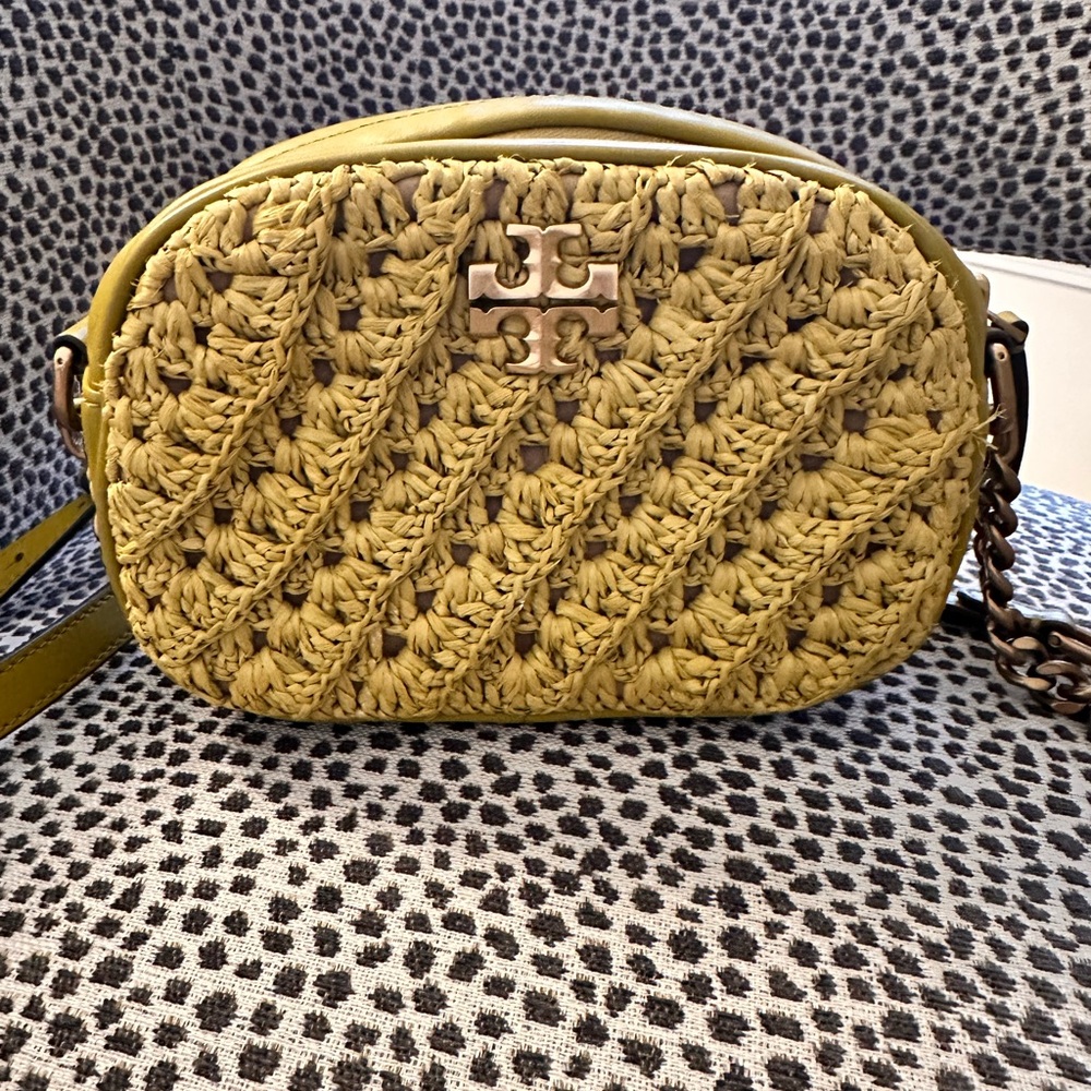Tory Burch Lime Woven Crossbody Bag